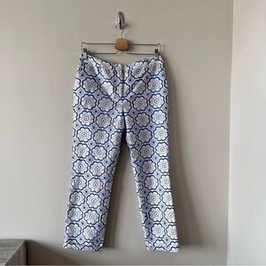 Diane Von Furstenberg-Embroidered Floral 100% Silk Crop Dress Trouser (Size:4)